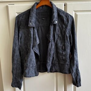 Blank NYC Gray/Black Leopard Print Tencel Moto Jacket Size S